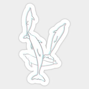 Glitchy Dolphin Pod Sticker